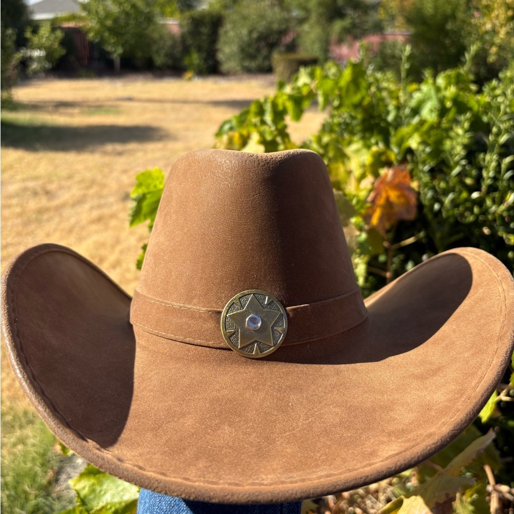 Brown Cowboy Hat with Decorative Concho